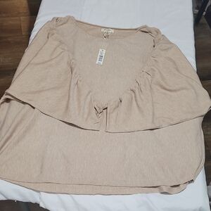 Max Studio Hoatmeal Beige Scoop Neck Long Sleeve 2x NWT